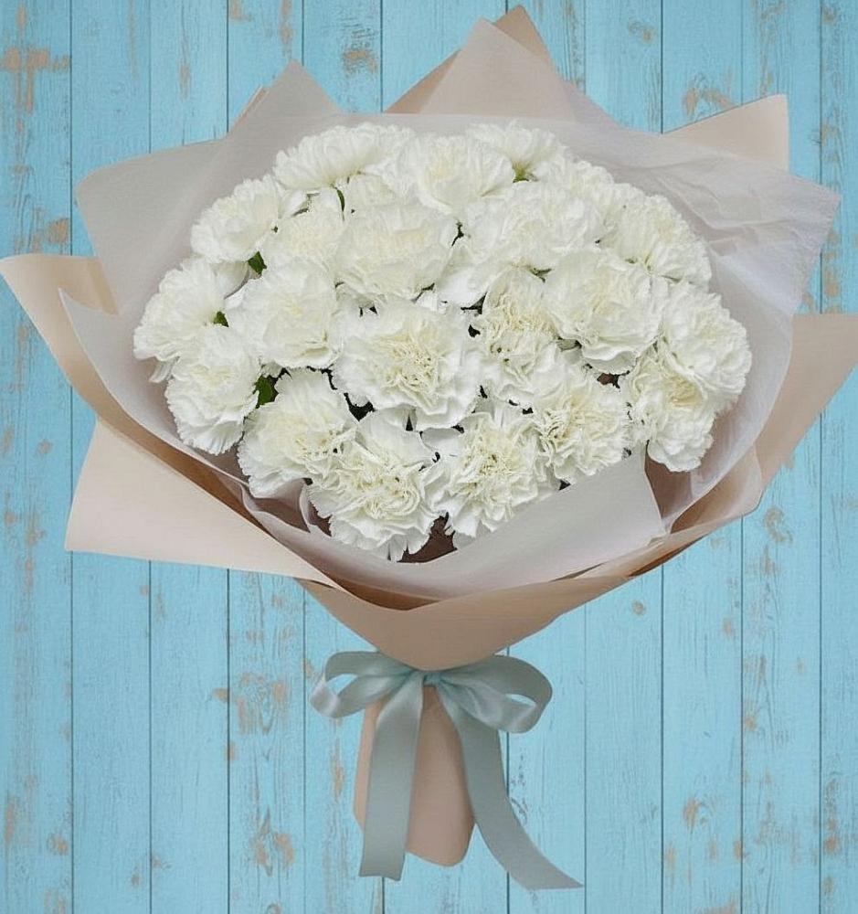 Букет цветов из: Гвоздики в Зеленый