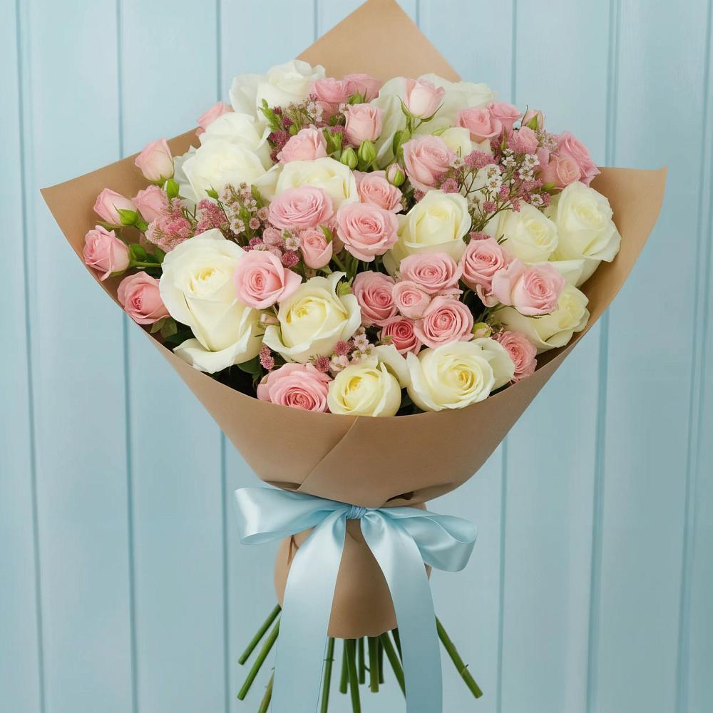 Букет цветов из: Розы в Зеленый