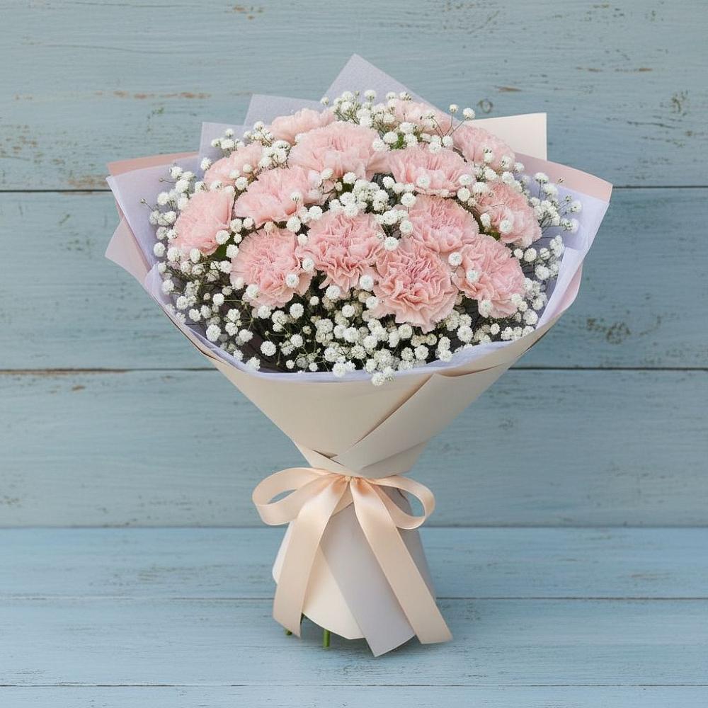 Букет цветов из: Гвоздики в Зеленый