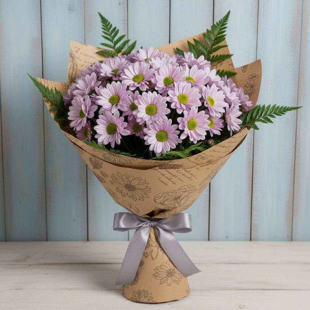 Букет цветов из: Хризантемы в Зеленый