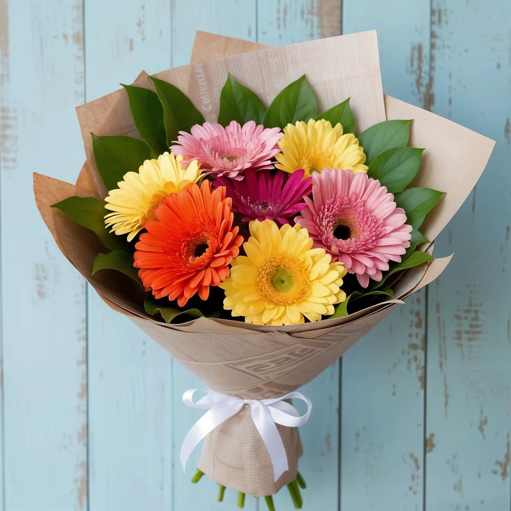 Букет цветов из: Герберы в Зеленый