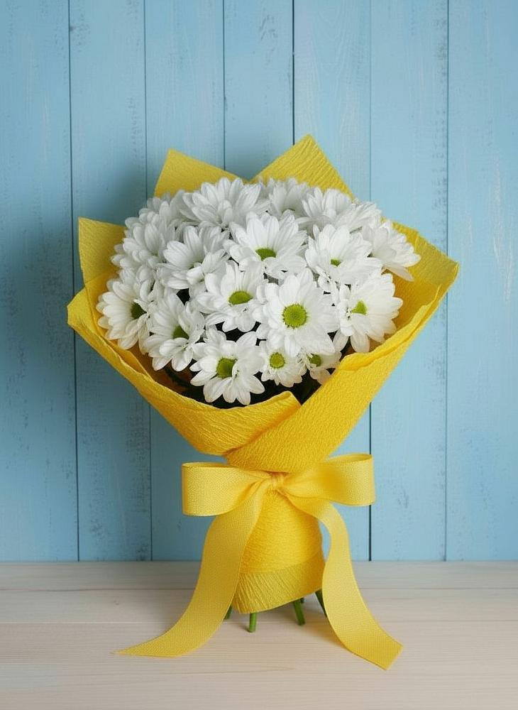 Букет цветов из: Хризантемы в Зеленый