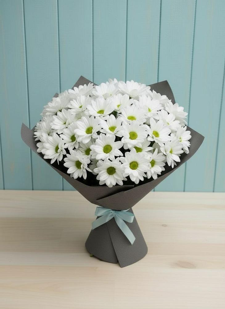 Букет цветов из: Хризантемы в Зеленый