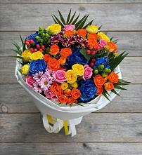 Букет цветов из:  Розы и Хризантемы в Зеленый