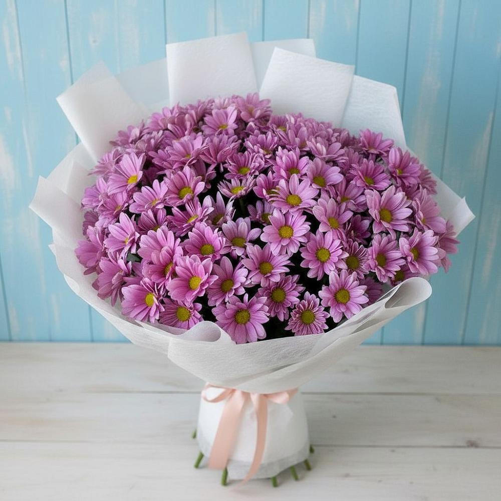 Букет цветов из: Хризантемы в Зеленый