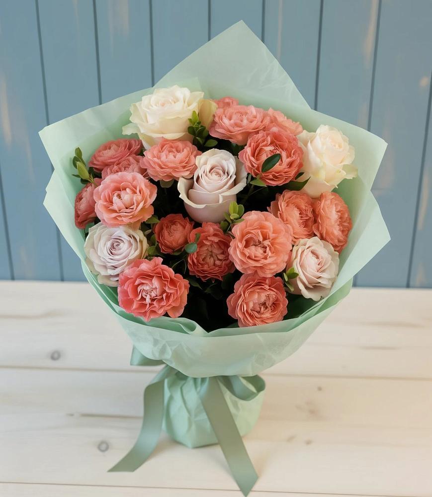 Букет цветов из: Розы в Зеленый