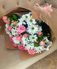 Букет цветов из:  Розы и Хризантемы #REPLACE_PRED# Зеленый