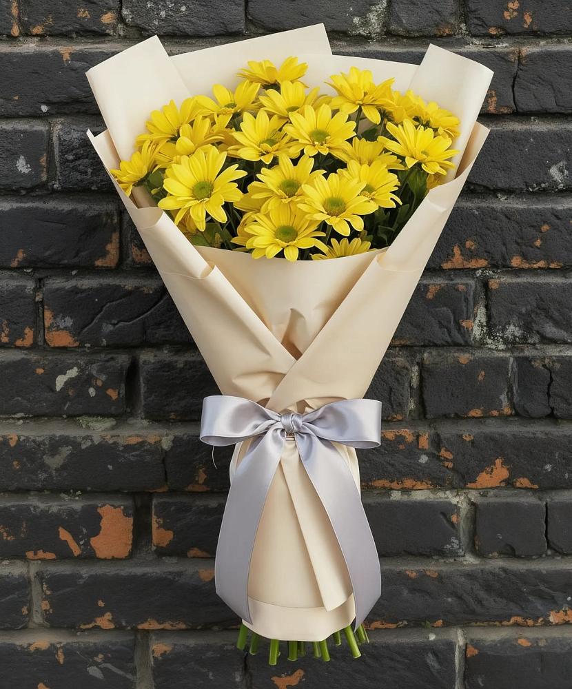 Букет цветов из: Хризантемы в Зеленый
