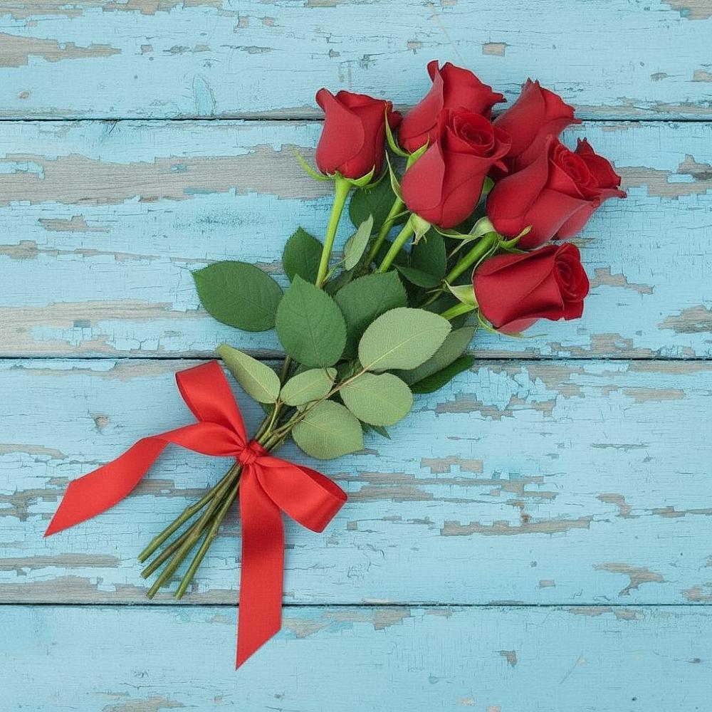 Букет Красные розы в Зеленый