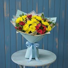 Букет цветов из:  Альстромерии и Хризантемы в Зеленый